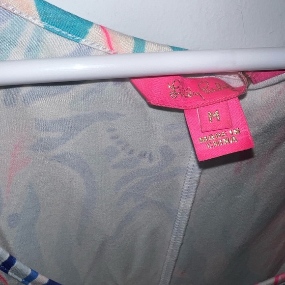 Lilly Pulitzer WYNNE MAXI DRESS Crew Blue Tint Kaleidoscope Coral Print Meidum - Picture 6 of 13